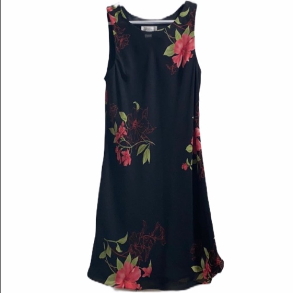 Studio I black flowered dress size 14